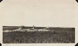 Crosses and excavated ground marking burial sites of hurricane victims