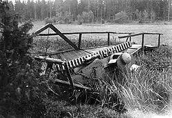 The strv fm/28 having collapsed a bridge and fallen over during trials