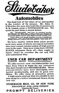 1909 advertisement for new and used cars