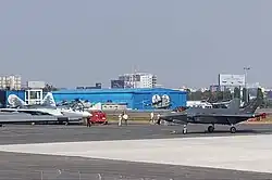 Su-57 & F-35 facing each other at Aero India 2025