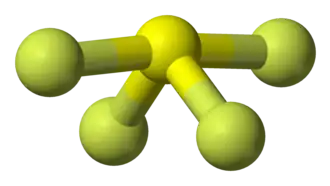 Ball-and-stick model of sulfur tetrafluoride