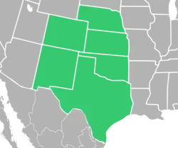 Symphyotrichum fendleri distribution map: US — Colorado, Kansas, Nebraska, New Mexico, Oklahoma, and Texas