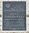 Commemorative plaque dedicated to Anna Jakubowska.