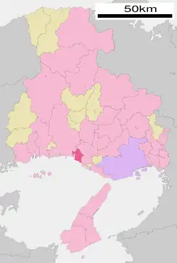 Location of Takasago in Hyōgo Prefecture