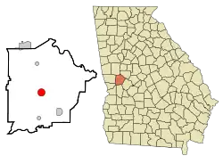 Location in Talbot County and the state of Georgia