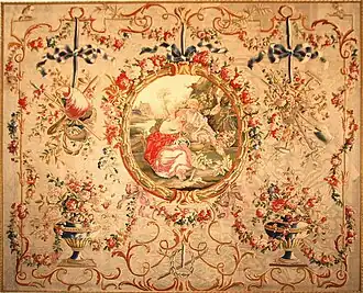 The offering of fidelity, An Aubusson tapestry from a design by Jean-Baptiste Huet (About 1780)