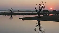 Sunset over Taungthaman Lake