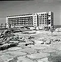 The partially completed Nordau Plaza Hotel, 1952. Later completed as the first Sheraton-Tel Aviv Hotel