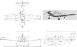 3-view drawing of the Temco YT-35 Buckaroo