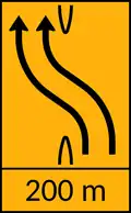 Π-103 Temporary onto opposite lane (200 m)