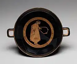 Image 24Terracotta kylix that depicts a man holding a lyre, circa 480 BC, in the Metropolitan Museum of Art (New York City) (from Culture of Greece)