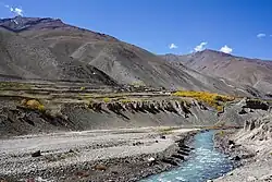 Kargiakh river and Testa plateau from the right bank