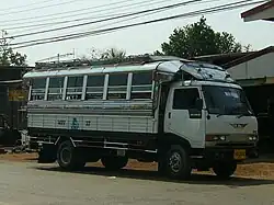 Image 88Medium-sized Hino Songthaew (truck bus) as seen in Sakon Nakhon, Thailand. (from Combination bus)