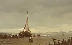 Sailing ship by the coast