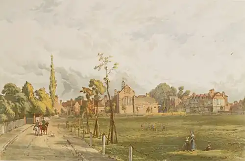 The Church, Tabard Inn and Stores from Acton Green, 1882