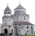 The Holy Trinity Church (2003) modeled after Zvartnots Cathedral, in the Malatia-Sebastia district of Yerevan
