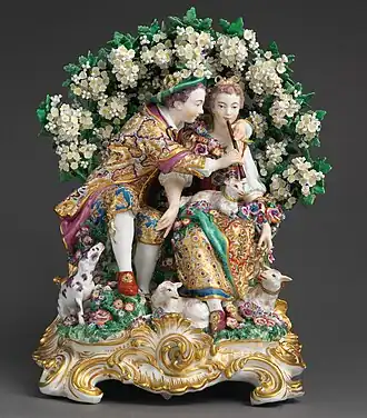 Rococo – The Music Lesson, by the Chelsea porcelain factory, c. 1765, soft-paste porcelain, Metropolitan Museum of Art