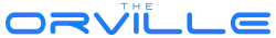 "THE ORVILLE" written in a stylized sans-serif blue font, similar to Star Trek: The Next Generation