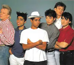 The Radios in 1992: From left, Dany Lademacher, Robert Mosuse, Ronny Mosuse, Bart Peeters, Alain Van Zeveren, Marc Bonne