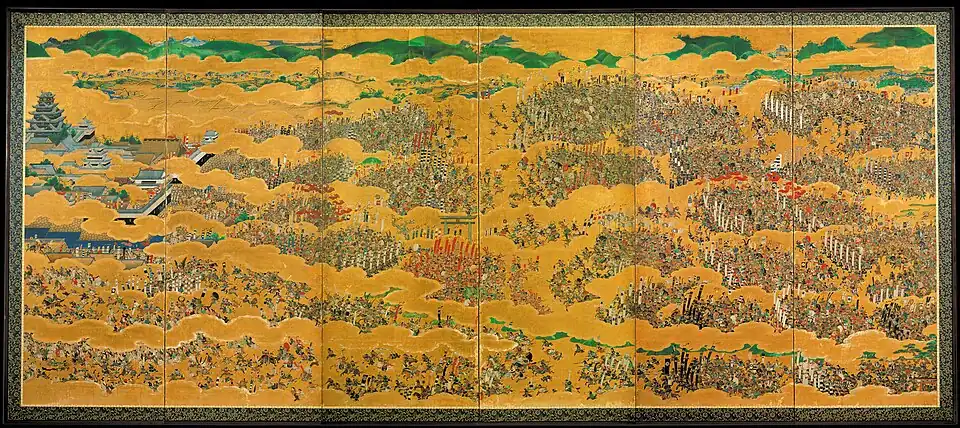 Japanese painting of the Siege of Osaka, 1615