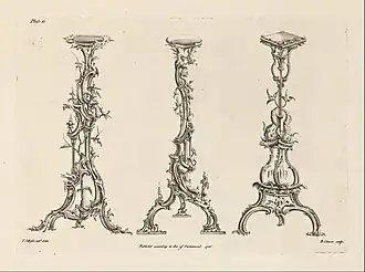 Design for candlesticks in the "Chinese Taste" by Thomas Johnson (1756)