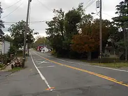 The center of Three Bridges, seen from the Norfolk Southern Railway's Lehigh Line (former Lehigh Valley Railroad main line) tracks in August 2014