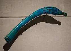A "blue faience" magical throwstick belonging to Akhenaten found at Amarna.