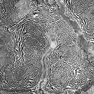 Aerial view of a tiger bush plateau in Niger