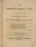 Title page from Mary Scott's The Female Advocate (London, 1775)
