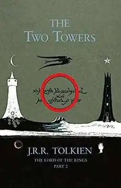 Tolkien's original cover design for the Two Towers volume of the Lord of the RIngs.