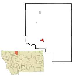 Location of Shelby, Montana