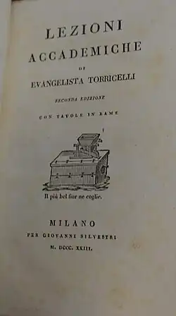 Title page to an 1823 copy of Lezioni accademiche