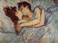 In bed - the kiss by Toulouse Lautrec