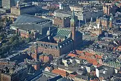 Aerial view, with surrounding buildings