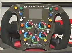 Toyota Formula 1 steering wheel with a launch control button in the middle to the left