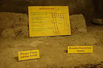 Underground archeology exhibit of the foundation of the Tubac Presidio