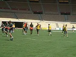 Picture of the Celtic players training on the ay prior to the 2003 UEFA Cup Final