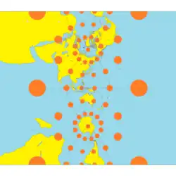 The transverse Mercator projection with Tissot's indicatrices