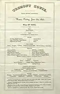 Tremont House menu on June 21, 1857