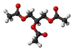Ball-and-stick model of the triacetin molecule