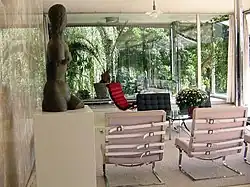Interior of Villa Tugendhat with sculpture by Wilhelm Lehmbruck (foreground, left)