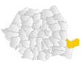 Map of Romania highlighting Tulcea County