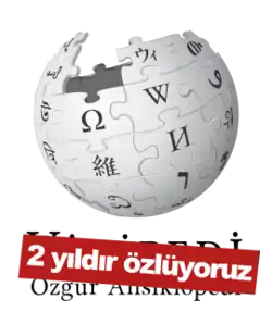 Turkish Wikipedia logo displayed after the second anniversary of the ban, with the message "2 yıldır özlüyoruz" (English: "missing you for two years") (2019)