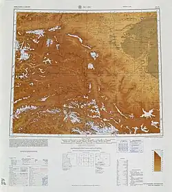 Historical map including part of the China-Kashmir (disputed between India and Pakistan) border area from the International Map of the World (1966)[a]