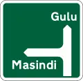 Map-type advance direction sign – T-intersection - Primary roads.