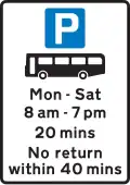 Parking place for buses only during the times shown