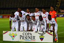 The LDU Quito team, before a match against Chile's Universidad Católica in 2014.