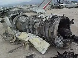 One of the DC-9-15F's engines.