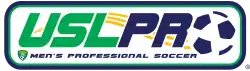 A rectangular badge with "USL PRO" printed on it; the "O" is depicted as a soccer ball.