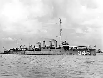 USS Preble (DD-345) at anchor in the early 1920s